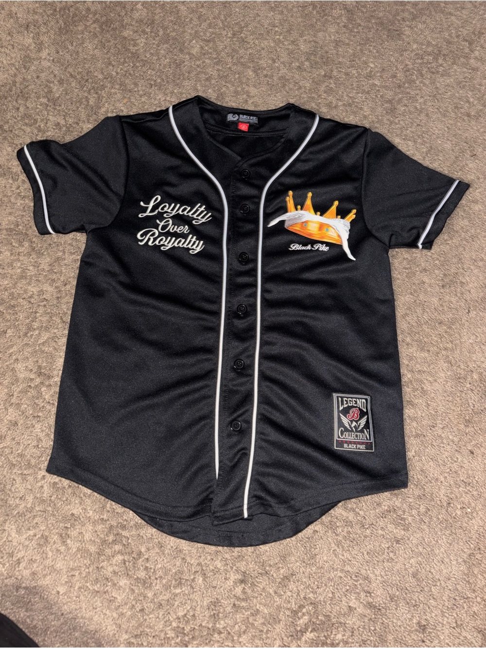 Black 'Loyalty Over Royalty' Button-Down Shirt